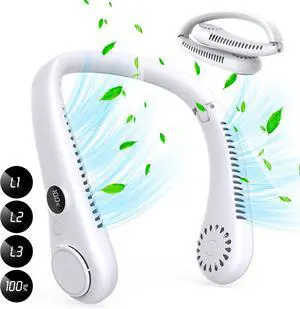LAESO Portable Neck Fan,Foldable Neck Fan Hands Free Bladeless Personal Fan,LCD Display USB Powered 3-Speed Neck Fan for Outdoor Indoor LAESO Portable Neck Fan,Foldable Neck Fan Hands Free Bladeless Personal Fan,LCD Display USB Powered 3-Speed Neck Fan for Outdoor Indoor