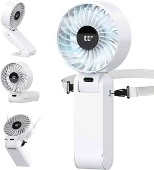 Portable Handheld Fan, USB Rechargeable Foldable Mini Personal Fan, 180 Adjustable, 6 Speed Wind, 3 IN 1 Hand Cooling Desk Fan with LED Display for Home Office School Outdoor Travel, White Portable Handheld Fan, USB Rechargeable Foldable Mini Personal Fan, 180 Adjustable, 6 Speed Wind, 3 IN 1 Hand Cooling Desk Fan with LED Display for Home Office School Outdoor Travel, White