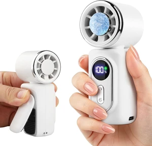 Portable Handheld Turbo Fan with Ice Cooling, 180°Adjustable 5 Gear High Speed Personal Turbo Fan Rechargeable with LED Display for Travel, Outdoor, Camping, Hiking (White) Portable Handheld Turbo Fan with Ice Cooling, 180°Adjustable 5 Gear High Speed Personal Turbo Fan Rechargeable with LED Display for Travel, Outdoor, Camping, Hiking (White)