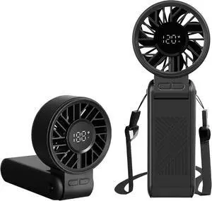 Portable Mini Fan - Foldable Design, LED Digital Display, 3600mAh Rechargeable, 120-Speed, Powerful & Quiet Cooling, 3-in-1 for Hand Desk Neck, Travel, Bedroom, Car (Black) Portable Mini Fan - Foldable Design, LED Digital Display, 3600mAh Rechargeable, 120-Speed, Powerful & Quiet Cooling, 3-in-1 for Hand Desk Neck, Travel, Bedroom, Car (Black)