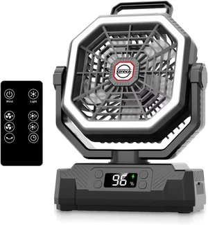 Sireck 40000mAh Camping Fan, 10-Inch Battery Powered Portable Personal Fan with Remote,LED Lantern, 5 Speeds,Timer, Digital Display Cordless USB Desk Fan for Tent (Black-10inch) Sireck 40000mAh Camping Fan, 10-Inch Battery Powered Portable Personal Fan with Remote,LED Lantern, 5 Speeds,Timer, Digital Display Cordless USB Desk Fan for Tent (Black-10inch)