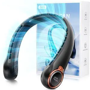 Portable Neck Fan with 6000mAh USB - Rechargeable Battery, Ultra-Light Bladeless Neck Fan LED Display, 360° Cooling Wearable Fan, 3 Speeds (black) Portable Neck Fan with 6000mAh USB - Rechargeable Battery, Ultra-Light Bladeless Neck Fan LED Display, 360° Cooling Wearable Fan, 3 Speeds (black)