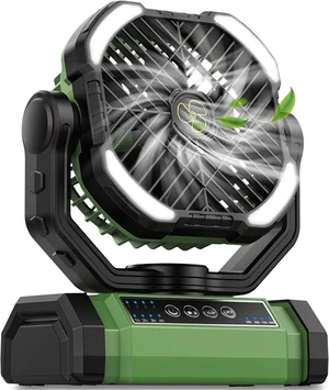 UUYEE Rechargeable Fan Portable, Camping Fan Rechargeable, Large Battery Powered Fans, 4Speed Cordless Fans with LED Lantern & Hanging Hook-Green UUYEE Rechargeable Fan Portable, Camping Fan Rechargeable, Large Battery Powered Fans, 4Speed Cordless Fans with LED Lantern & Hanging Hook-Green