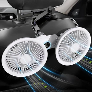 Rechargeable Car fan for Backseat Kids, Battery Powered USB Fans for Car with LED Display, Powerful 3 Speeds 360 Rotation Headrest Dual Head Cooling Car Seat Fan for Baby Rear Facing for SUV Truck Rechargeable Car fan for Backseat Kids, Battery Powered USB Fans for Car with LED Display, Powerful 3 Speeds 360 Rotation Headrest Dual Head Cooling Car Seat Fan for Baby Rear Facing for SUV Truck