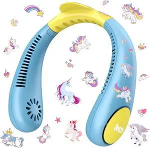 Kids Neck Fan, Portable Bladeless Neck Fan for Kids, 2600mAh Rechargeable Cooling Fan for 4-14Y Girls Boys with Unicorn Stickers, 4 Speeds & Lightweight Wearable Quiet Fan for Study/Camping/Travel Kids Neck Fan, Portable Bladeless Neck Fan for Kids, 2600mAh Rechargeable Cooling Fan for 4-14Y Girls Boys with Unicorn Stickers, 4 Speeds & Lightweight Wearable Quiet Fan for Study/Camping/Travel