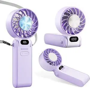 Portable Handheld Turbo Fan With Ice Cooling, 3-IN-1 Rechargeable Mini Personal Handheld Fans 180° Adjustable, 5 Speed Wind, Digital Display for Travel, Outdoor Games, Working (Purple) Portable Handheld Turbo Fan With Ice Cooling, 3-IN-1 Rechargeable Mini Personal Handheld Fans 180° Adjustable, 5 Speed Wind, Digital Display for Travel, Outdoor Games, Working (Purple)