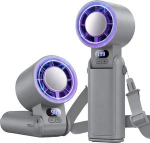 Portable Handheld Turbo Fan, 1-199 Speed Adjustable with LED Display, High-Power Motor, Rechargeable Battery, 4 IN 1 Pocket Design Mini Fans for Indoor/Outdoor/Travel/Work, Grey Purple Portable Handheld Turbo Fan, 1-199 Speed Adjustable with LED Display, High-Power Motor, Rechargeable Battery, 4 IN 1 Pocket Design Mini Fans for Indoor/Outdoor/Travel/Work, Grey Purple