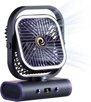USB Desk Fan for Bedroom, 5 Speeds Quiet Table Fan with 90° Oscillating, 2400mAh Rechargeable Battery Small Desktop Fan for Home Office Travel,Night Light (Grey) USB Desk Fan for Bedroom, 5 Speeds Quiet Table Fan with 90° Oscillating, 2400mAh Rechargeable Battery Small Desktop Fan for Home Office Travel,Night Light (Grey)