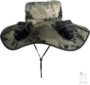 Outdoor Portable Summer Sun hat Fan with 2 Solar Fans, New Fisherman hat Fan,Powered by Solar/USB Batteries. Green Outdoor Portable Summer Sun hat Fan with 2 Solar Fans, New Fisherman hat Fan,Powered by Solar/USB Batteries. Green