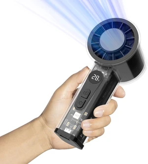 Portable Handheld Fan with Ice Cooler, 5000mAh Battery, 6 Speeds, LED Digital Display, Turbo High Speed Personal Fan, Transparent Design for Travel, Summer, Outdoor, Concerts, Black Portable Handheld Fan with Ice Cooler, 5000mAh Battery, 6 Speeds, LED Digital Display, Turbo High Speed Personal Fan, Transparent Design for Travel, Summer, Outdoor, Concerts, Black