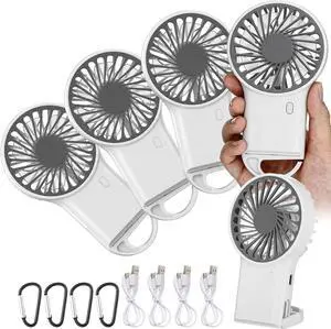 VIHOSE 4 Pcs Portable Hanging Fan, 3 Speeds Personal Rechargeable Desk Hand Held Small Fan with D Metal Hook for Cooling Small Personal Hands Outdoor Travel (White) VIHOSE 4 Pcs Portable Hanging Fan, 3 Speeds Personal Rechargeable Desk Hand Held Small Fan with D Metal Hook for Cooling Small Personal Hands Outdoor Travel (White)