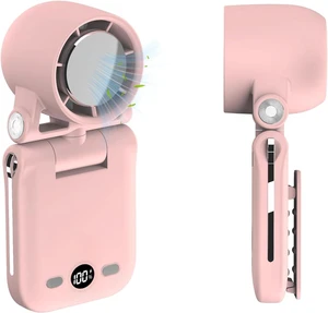 Portable Handheld Fan, Ultra High RPM Clip-on Turbo Fan Rechargeable Personal Fans with LED Display 100 Speeds Wind Adjustable Angle, Multifunctional Mini Fans for Waist Table Neck (Pink) Portable Handheld Fan, Ultra High RPM Clip-on Turbo Fan Rechargeable Personal Fans with LED Display 100 Speeds Wind Adjustable Angle, Multifunctional Mini Fans for Waist Table Neck (Pink)