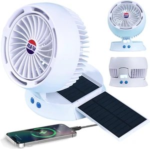 Solar Powered Fan with Light, Rechargeable Portable Camping Fan with Detachable Solar Panel, 4 Speeds 3 Brightness Lights Battery Operated Fans for Outside Travels Outdoor Power Outage Solar Powered Fan with Light, Rechargeable Portable Camping Fan with Detachable Solar Panel, 4 Speeds 3 Brightness Lights Battery Operated Fans for Outside Travels Outdoor Power Outage