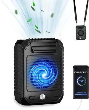 Portable Waist Clip Fan Necklace, Personal Neck Fan 10000mAh Battery Operated Powerful Wind usb Rechargeable Belt Cooling Small Fan for Men Camping Outdoor Workers Travel Farm Hiking Black Portable Waist Clip Fan Necklace, Personal Neck Fan 10000mAh Battery Operated Powerful Wind usb Rechargeable Belt Cooling Small Fan for Men Camping Outdoor Workers Travel Farm Hiking Black