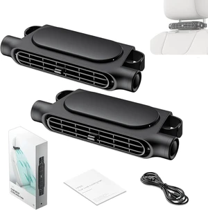 Backseat Car Fan, USB Powered Headrest Car Fan with 1.5m Cable, Ultra Quiet Dual Turbo Cooling Fans, 3 Speeds Air Circulator for Baby, Kids, Pets & Rear Seat Passengers (Black*2) Backseat Car Fan, USB Powered Headrest Car Fan with 1.5m Cable, Ultra Quiet Dual Turbo Cooling Fans, 3 Speeds Air Circulator for Baby, Kids, Pets & Rear Seat Passengers (Black*2)