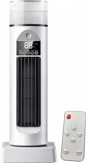Bladeless Oscillating Tower Fan with Mist Function, Portable Air Conditioning Fan for Bedroom, USB Desktop Cooling with Remote Control, White Bladeless Oscillating Tower Fan with Mist Function, Portable Air Conditioning Fan for Bedroom, USB Desktop Cooling with Remote Control, White