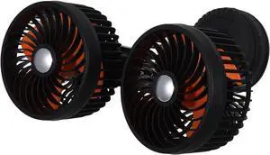 jojofuny Compact Dual Head USB Powered Car Fan with 3-speed Adjustable and 360° Rotation for Vehicle jojofuny Compact Dual Head USB Powered Car Fan with 3-speed Adjustable and 360° Rotation for Vehicle
