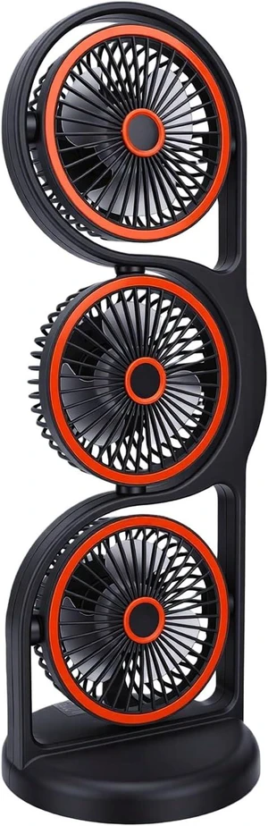 USB Rechargeable 3 Head Desk Fan 360 Full Room Air Circulation 3x Air Volume Multiple Speed Settings with Ergonomic Handle for Study Work Outdoor (Grey) USB Rechargeable 3 Head Desk Fan 360 Full Room Air Circulation 3x Air Volume Multiple Speed Settings with Ergonomic Handle for Study Work Outdoor (Grey)