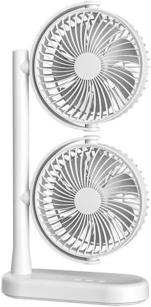 Double-Headed Desk Fan, 3-Speed Rechargeable USB Air Cooler, Portable Cordless Cooling Fan with Dual Airflow for Home Office Bedroom Travel, White Double-Headed Desk Fan, 3-Speed Rechargeable USB Air Cooler, Portable Cordless Cooling Fan with Dual Airflow for Home Office Bedroom Travel, White
