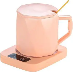 Mug Warmer Set, Pink Ceramic Mug with Heating Pad, 55°C Temp Control, Key Button Operation, Present Box, EU Plug Mug Warmer Set, Pink Ceramic Mug with Heating Pad, 55°C Temp Control, Key Button Operation, Present Box, EU Plug