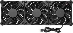 USB Fan, 120mm USB Portable Cooling Fan, High Airflow Cooling Fan Computer Fan for Flat Panel TV Receiver Router Computer Cabinet Cooler(Triple Fans) USB Fan, 120mm USB Portable Cooling Fan, High Airflow Cooling Fan Computer Fan for Flat Panel TV Receiver Router Computer Cabinet Cooler(Triple Fans)