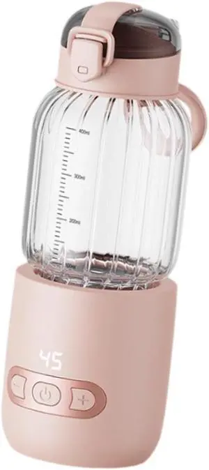 Portable Milk Warmer Electric Water Bottle Picnic 250ml, Pink 400ml Portable Milk Warmer Electric Water Bottle Picnic 250ml, Pink 400ml