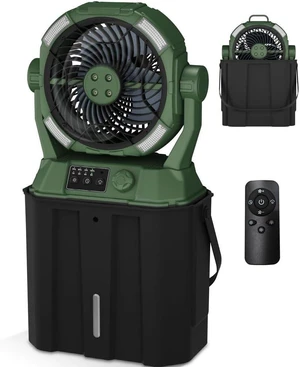 Portable 20000mAh Rechargeable with Remote Control, Camping Fan with LED Light & Stepless Speed Control & Cooling Spray with 6L Bucket, Timer Function, Portable Handle, Rotate Hanging Hook Portable 20000mAh Rechargeable with Remote Control, Camping Fan with LED Light & Stepless Speed Control & Cooling Spray with 6L Bucket, Timer Function, Portable Handle, Rotate Hanging Hook