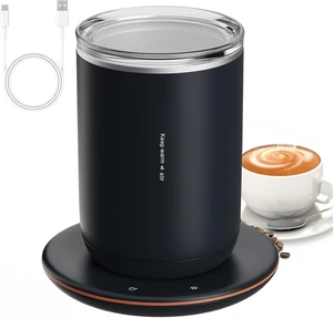 2 in 1 Self Stirring Coffee Mug with Constant Temperature Cup Warmer 10W Thermal Insulated Stainless Steel Button Base and Cover 2 in 1 Self Stirring Coffee Mug with Constant Temperature Cup Warmer 10W Thermal Insulated Stainless Steel Button Base and Cover