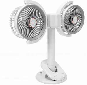 ASHATA USB Dual Head Table Fan Rechargeable Clamp On Quiet Operation Cordless Dual Head Fan for Travel Camping ASHATA USB Dual Head Table Fan Rechargeable Clamp On Quiet Operation Cordless Dual Head Fan for Travel Camping