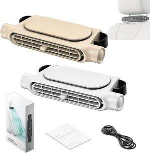 Car Headrest Fan-Car Seat Cooling Fan, USB Powered Headrest Cooling Fan with 3 Speeds, Adjustable Mini Cars Seat Fan for Driver Passenger Rear Seat, Type-C Fans for Van RV Truck (White+Beige) Car Headrest Fan-Car Seat Cooling Fan, USB Powered Headrest Cooling Fan with 3 Speeds, Adjustable Mini Cars Seat Fan for Driver Passenger Rear Seat, Type-C Fans for Van RV Truck (White+Beige)