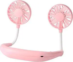 USB Rechargeable Sports 3-Speed Adjustable Neck Dual Fan Home OfficeOutdoor Travel Portable Hanging Neck Fan(Pink) USB Rechargeable Sports 3-Speed Adjustable Neck Dual Fan Home OfficeOutdoor Travel Portable Hanging Neck Fan(Pink)