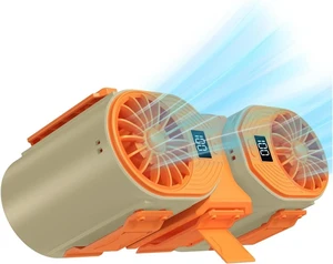 Portable Waist Fan, 2-in-1 Rechargeable Waist Clip Fan With Double Air Duct And Digital Display For Outdoor And Desktop Neck Use(Brown Orange) Portable Waist Fan, 2-in-1 Rechargeable Waist Clip Fan With Double Air Duct And Digital Display For Outdoor And Desktop Neck Use(Brown Orange)