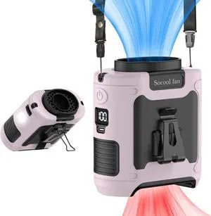 Socool 10000mAh Portable Waist Fan Clip on Wearable Belt Personal Fan Rechargeable Battery Operated With 5 Speeds & Flashlight Neck Hands-Free 40H Cooling For Outdoor Travel Camping Power Bank (Pink) Socool 10000mAh Portable Waist Fan Clip on Wearable Belt Personal Fan Rechargeable Battery Operated With 5 Speeds & Flashlight Neck Hands-Free 40H Cooling For Outdoor Travel Camping Power Bank (Pink)