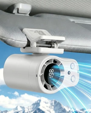 Car Fan Ac That Blow Cold Air Portable Conditioner Clip on Unit Personal USB Rechargeable Mini Small Cooling Cooler with LED Display for Rear Seat Facing Stroller Beach Tent (White) Car Fan Ac That Blow Cold Air Portable Conditioner Clip on Unit Personal USB Rechargeable Mini Small Cooling Cooler with LED Display for Rear Seat Facing Stroller Beach Tent (White)