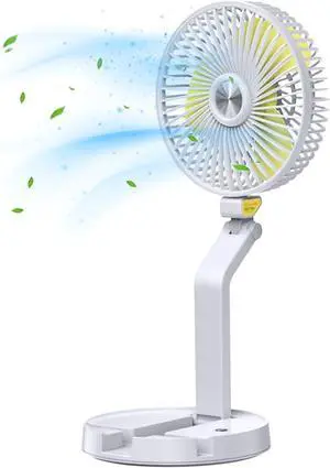 Desk Fan/Wall Mounted Fan Rechargeable USB Folding Fan, Portable Cooling Fans Adjustable Table Fan with 5200mAh Removable Battery & LED Light, 3-Speed Quiet, for Home Office Outdoor Travel White Desk Fan/Wall Mounted Fan Rechargeable USB Folding Fan, Portable Cooling Fans Adjustable Table Fan with 5200mAh Removable Battery & LED Light, 3-Speed Quiet, for Home Office Outdoor Travel White