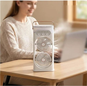Adjustable Mist Level Fan Triple-Nozzle Dual-Head Humidifying Spray Aromatherapy Sleep 180° Wide-Angle Airflow For Home Room Office,white Adjustable Mist Level Fan Triple-Nozzle Dual-Head Humidifying Spray Aromatherapy Sleep 180° Wide-Angle Airflow For Home Room Office,white