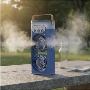 Desktop Fan Triple-Nozzle Dual-Head Humidifying Spray Aromatherapy Sleep 180° Wide-Angle Airflow For Home Room Office,blue Desktop Fan Triple-Nozzle Dual-Head Humidifying Spray Aromatherapy Sleep 180° Wide-Angle Airflow For Home Room Office,blue
