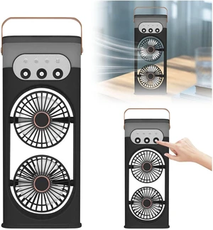 Desktop Fan Triple-Nozzle Dual-Head Humidifying Spray Aromatherapy Sleep 180° Wide-Angle Airflow For Home Room Office,black Desktop Fan Triple-Nozzle Dual-Head Humidifying Spray Aromatherapy Sleep 180° Wide-Angle Airflow For Home Room Office,black