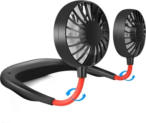 neck fan, Mini USB Wearable Neckband Sport Fan, 3 Speed Adjustable, 360 Degrees Free Rotation Perfect(Black) neck fan, Mini USB Wearable Neckband Sport Fan, 3 Speed Adjustable, 360 Degrees Free Rotation Perfect(Black)