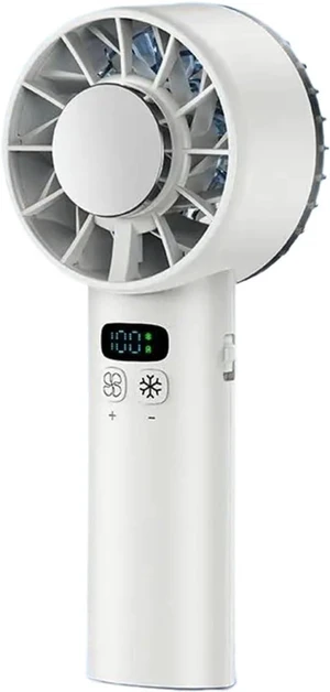 Handheld Fan, 5200mAh Portable Mini Handheld Fan with LED Display Semiconductor Refrigeration 100 Speeds USB Rechargeable Battery Outdoor Fan,for Travel, Office(White 5200mAh) Handheld Fan, 5200mAh Portable Mini Handheld Fan with LED Display Semiconductor Refrigeration 100 Speeds USB Rechargeable Battery Outdoor Fan,for Travel, Office(White 5200mAh)