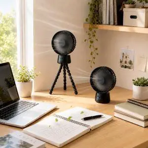 Portable Rechargeable Fan, 10000mAh Oscillating Desk Fan with Tripod | 10000mAh Battery | Detachable Tripod | 3 Speeds | Auto Oscillation | Night Light | Compact Dorm Fan for Bed, Desk, Travel Portable Rechargeable Fan, 10000mAh Oscillating Desk Fan with Tripod | 10000mAh Battery | Detachable Tripod | 3 Speeds | Auto Oscillation | Night Light | Compact Dorm Fan for Bed, Desk, Travel