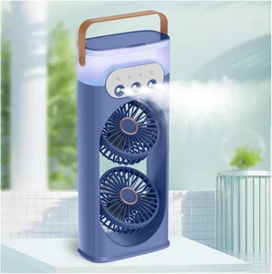 Bedside Fan Triple-Nozzle Dual-Head Humidifying Spray Aromatherapy Sleep 180° Wide-Angle Airflow For Home Room Office,blue Bedside Fan Triple-Nozzle Dual-Head Humidifying Spray Aromatherapy Sleep 180° Wide-Angle Airflow For Home Room Office,blue