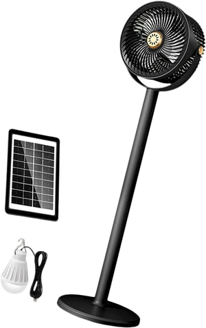 Portable Standing Fan with Solar Panel Rechargeable USB Foldable Compact Pedestals for Indoor and Outdoor Use Air Cooling Floor Portable Standing Fan with Solar Panel Rechargeable USB Foldable Compact Pedestals for Indoor and Outdoor Use Air Cooling Floor
