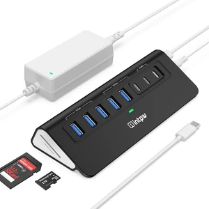 Powered USB Hub 10Gbps, YH6AC Plus 10-Port USB 3.2 Hub(USB A/USB C 3.2+3 USB-A 3.0+2 PD 45W Fast Charging Ports+SD/TF Card Reader), 65W Power Adapter,Aluminum USB HUB for PC/Laptop,iPhone 17/16 Powered USB Hub 10Gbps, YH6AC Plus 10-Port USB 3.2 Hub(USB A/USB C 3.2+3 USB-A 3.0+2 PD 45W Fast Charging Ports+SD/TF Card Reader), 65W Power Adapter,Aluminum USB HUB for PC/Laptop,iPhone 17/16