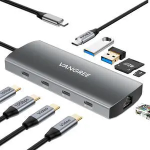 USB C Hub with Dual 4K@60Hz Displayports, 2 USB-A & 2 USBC 3.2 10Gbps Ports, 1Gbps Ethernet, 100W PD, SD/TF, USB C Splitter Docking Station for MacBook Pro/Air, iMac, iPad Pro, XPS, Thinkpad,Surface USB C Hub with Dual 4K@60Hz Displayports, 2 USB-A & 2 USBC 3.2 10Gbps Ports, 1Gbps Ethernet, 100W PD, SD/TF, USB C Splitter Docking Station for MacBook Pro/Air, iMac, iPad Pro, XPS, Thinkpad,Surface