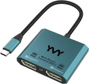 USB C to Dual DisplayPort Adapter, YMY Dual Monitor Connector 4K 60Hz, Type C to DP Screen Splitter for 2 Monitors Compatible with MacBook Pro/Air, Pad, Surface, Dell, Galaxy, Chromebook USB C to Dual DisplayPort Adapter, YMY Dual Monitor Connector 4K 60Hz, Type C to DP Screen Splitter for 2 Monitors Compatible with MacBook Pro/Air, Pad, Surface, Dell, Galaxy, Chromebook
