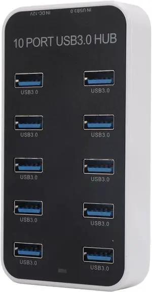 EBTOOLS 10 Port USB 3.0 Hub Expander Dock, Fast Data Transfer 5Gbps with DC 12-24V Power Port, USB Expansion Hub for PC Laptop Desktop TV Gaming Console EBTOOLS 10 Port USB 3.0 Hub Expander Dock, Fast Data Transfer 5Gbps with DC 12-24V Power Port, USB Expansion Hub for PC Laptop Desktop TV Gaming Console
