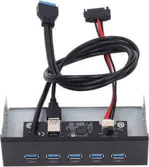 5.25 Inch Front Panel Hub, 5 Ports USB 3.2 GEN1 Optical Drive Front Panel USB Hub 19PIN, USB3.2 GEN1 X 5 Internal USB Hub for 8, 10, 2003, for OS X, for Linux Systems 5.25 Inch Front Panel Hub, 5 Ports USB 3.2 GEN1 Optical Drive Front Panel USB Hub 19PIN, USB3.2 GEN1 X 5 Internal USB Hub for 8, 10, 2003, for OS X, for Linux Systems