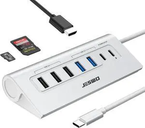 JESWO 10-in-1 Aluminum USB-C Hub, 4K60Hz HDMI, 100W Charging, SD/TF Reader JESWO 10-in-1 Aluminum USB-C Hub, 4K60Hz HDMI, 100W Charging, SD/TF Reader