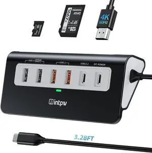 intpw USB C Hub, P9 PRO USB C Hub Multiport Adapter with 4K HDMI, PD 100W, Type-C & 2 USB A 3.2 10Gbps, 2 USB A 2.0, SD/TF Card Reader, Aluminum USB Hub for Laptop, iPhone 17 Series, MacBook, iPad intpw USB C Hub, P9 PRO USB C Hub Multiport Adapter with 4K HDMI, PD 100W, Type-C & 2 USB A 3.2 10Gbps, 2 USB A 2.0, SD/TF Card Reader, Aluminum USB Hub for Laptop, iPhone 17 Series, MacBook, iPad